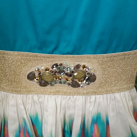 Zoe Ltd NWT Tween Girls Teal Gold Ivory Ikat Dress Size 12 NEW - Picture 2 of 6